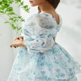 thumbnail image 3 of Robe Princesse à Manches Longues pour Femmes Robe en Tulle à Volants Col Carré Ligne A, 3 of 6