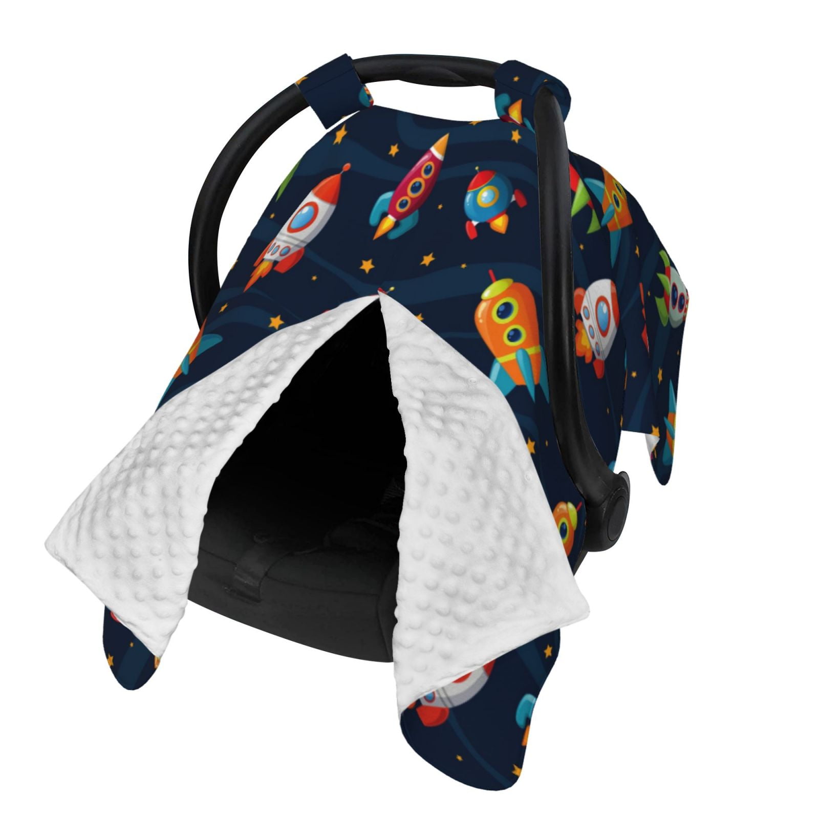 Naloa Spaceships and Stars Baby Car Seat Cover, Breathable Baby Carrier Cover, Multiuse Baby Carrier Cover & Nursing Breastfeeding Cover
