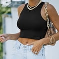 thumbnail image 4 of Parte Superior De La Cosecha Top corto para mujer Estilo casual Cami Top corto Slim Fit Traje diario (Negro L) Ygjytge para Mujer Negro T M, 4 of 7