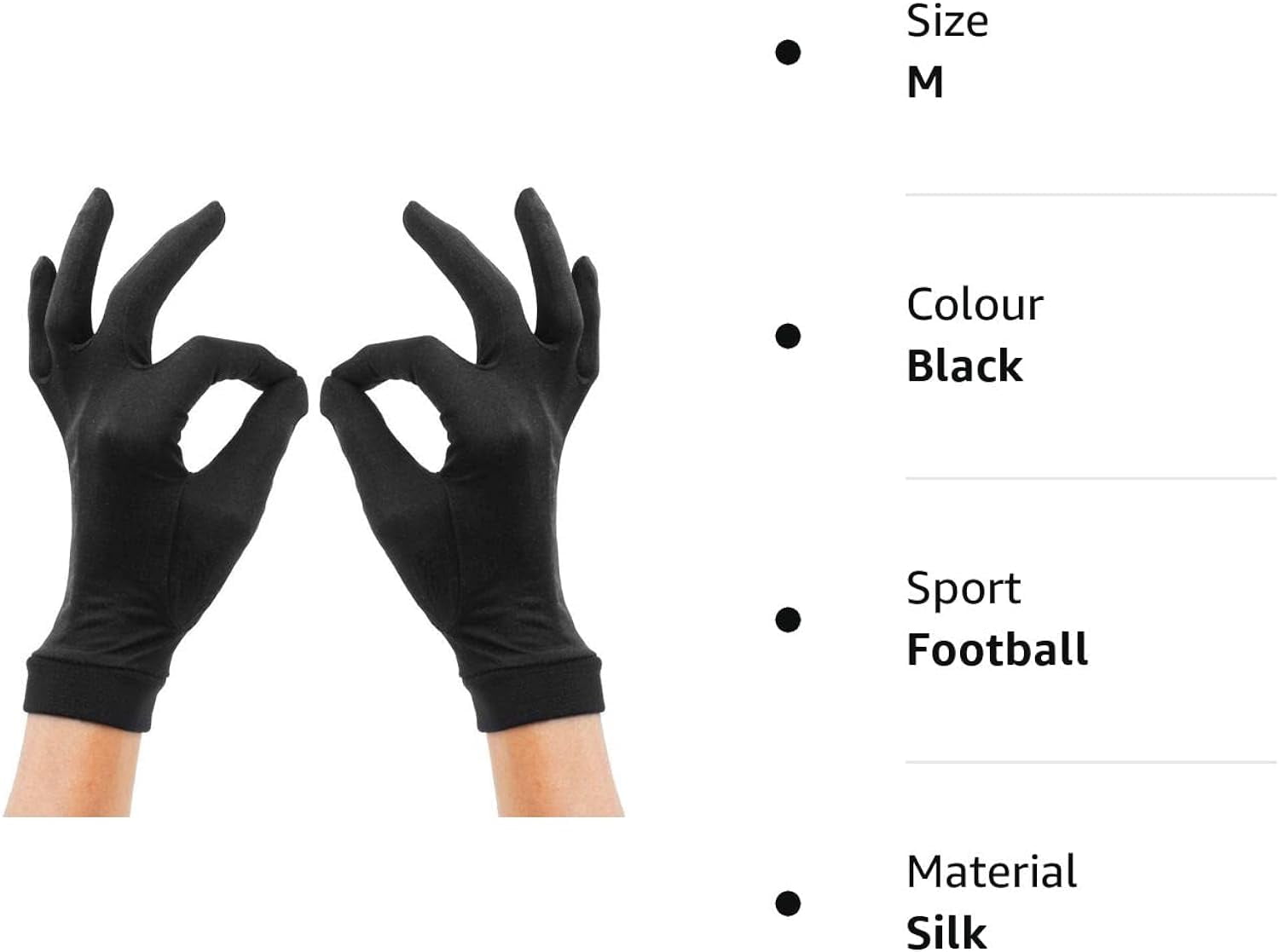 100% Mulberry Silk Thermal Liner Gloves for Skiing, Cycling, and More