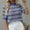 Blue, variant on Hvot&aat Casual Short Sleeve Sweaters for Women Summer Crewneck Stripes Print Sweater Tops Lightweight Soft Knit Pullover