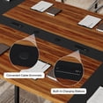thumbnail image 6 of 96-inch conference table, equipped with power sockets, large conference table, sturdy metal legs, 2 cable clamps, modern office conference table, suitable for 8 to 10 people to use, 6 of 8