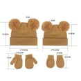 thumbnail image 4 of Deyuer 2 Pcs/Set Children Hat And Gloves Set Elastic Knitted Thick Solid Color Cartoon Ear Decor Keeps Baby Warm Cold Weather Cap for Toddlers And Infants, 4 of 8