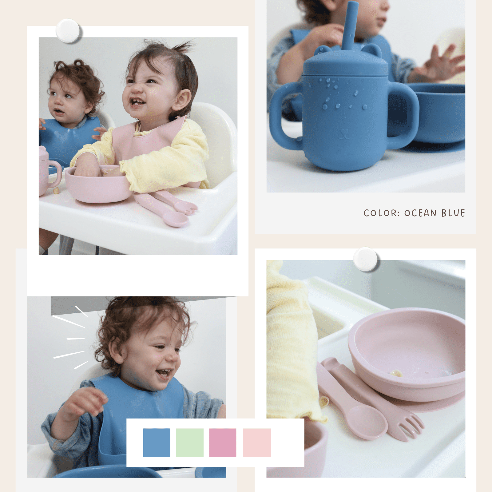 Beille 1pc Green Baby Feeding Essentials Panda Food Grade Silicone Suction Plate