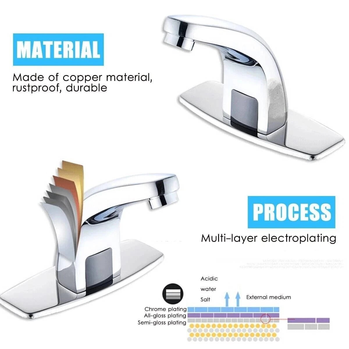 Smart Automatic Infrared Sensor Faucets Touchless Bathroom Basin Sink Faucet