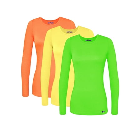 

Sivvan 3 Pack Women s Comfort Long Sleeve Multi Color T-Shirt / Underscrub Tee