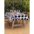 thumbnail image 2 of Outdoor Tablecloth with Umbrella Hole and Zipper, Lavender Floral Rectangle Table Cloth 52x70 Inch Waterproof Tablecloth, Purple Flowers Butterfly Black Gray Plaid Picnic Table Cover for Patio, 2 of 7