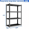 thumbnail image 2 of Metal Garage Shelving Unit, Heavy Duty 4-Tier Adjustable Storage shelves, Steel Shelving, Industrial Shelves for Heavy Tools and Equipment, Ideal for Garage, Basement, Black, 44"H, 2 of 9
