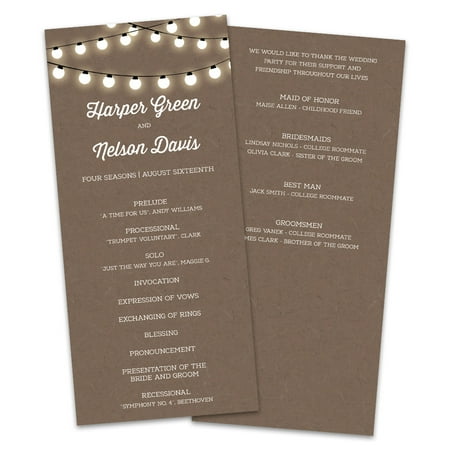 Personalized Kraft Lights Wedding Program Walmart Com