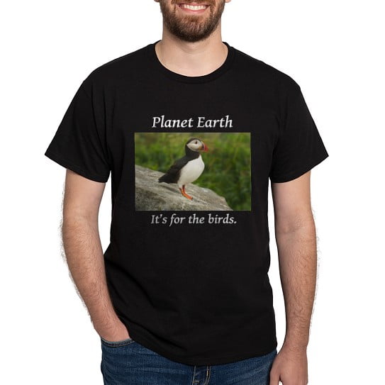 CafePress - Forthebirdspuffin2 Whiteletters Copy T Shirt - Men's Classic Cotton T-Shirts
