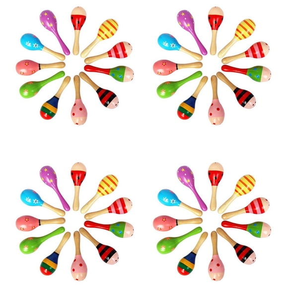 40 Piezas Sonajas Maraca de Madera Shaker Percusion Juguete Musical para Ninos Favor, Maracas 10, 36 Meses Hasta
