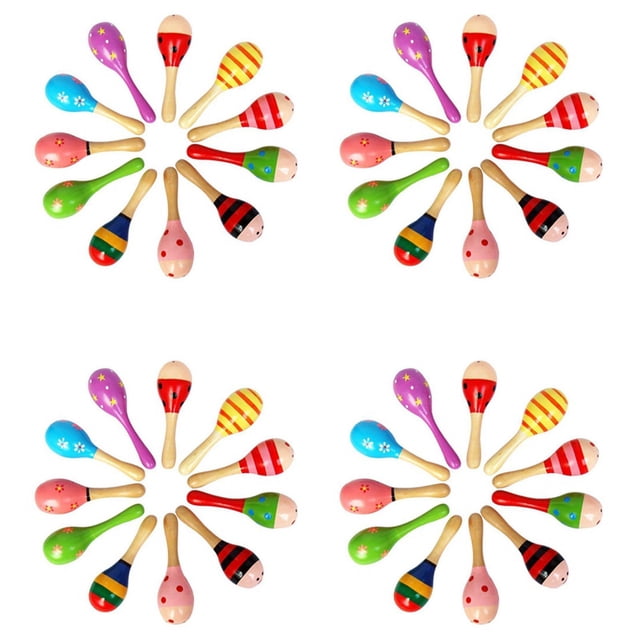 40 Piezas Sonajas Maraca de Madera Shaker Percusion Juguete Musical para Ninos Favor, Maracas 10, 36 Meses Hasta