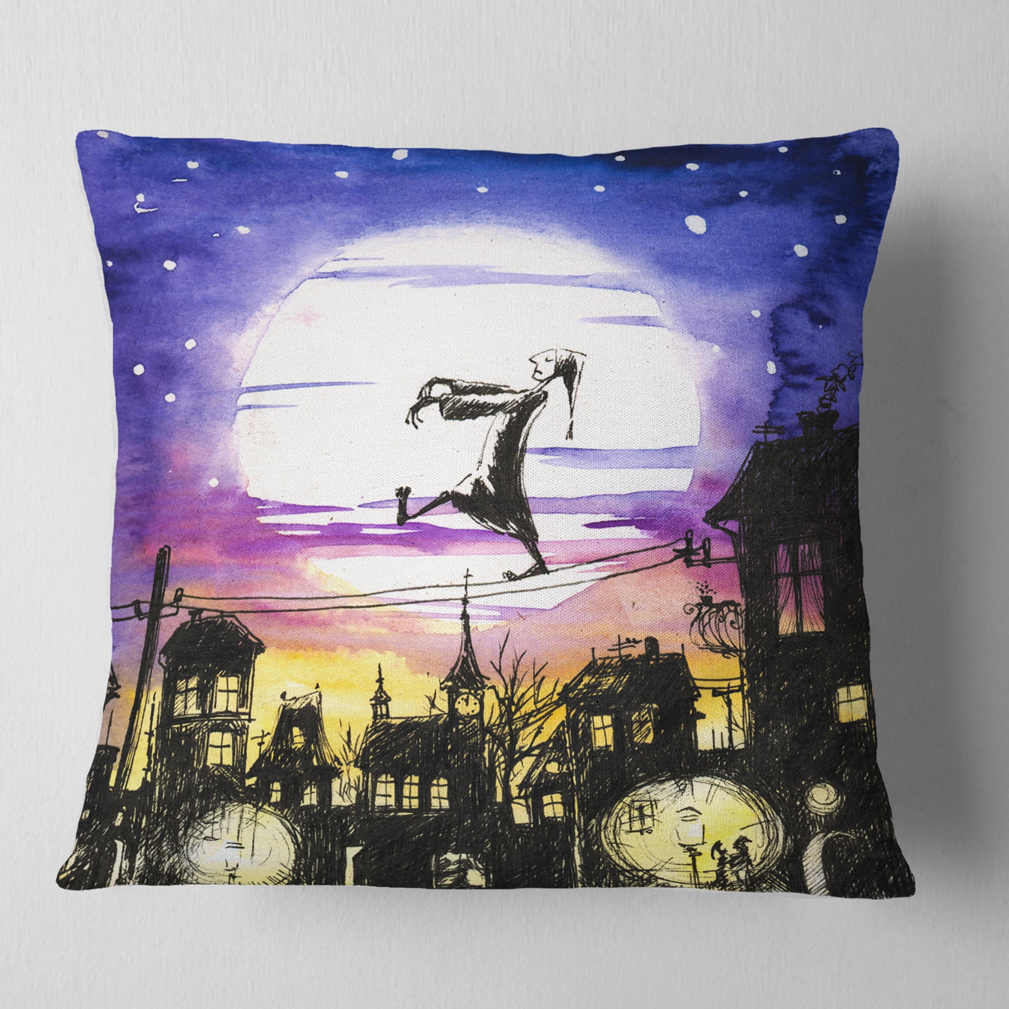 Designart Sleepwalker in Moonlight - Abstract Throw Pillow - 16x16
