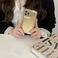 thumbnail image 5 of Compatible with iPhone Case for Women/Girls, Cute Electroplated Metal Curly Wave Pattern Frosted Anti-Scratch Shockproof Phone Case for iPhone 11 Pro Max, Gold, 5 of 6