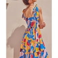 thumbnail image 4 of Strappy Dress, Polyester Fabric Summer Long Skirt Elastic Bust Machine Washable  For Streetwear For Beach Party Yellow S, 4 of 6