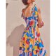 thumbnail image 5 of Vestido De Tirantes, Falda Larga De Verano Amigable Con La Piel Tela De Poliéster Con Dobladillo De Línea A Para Fiesta En La Playa Para Ropa De Calle, 5 of 6