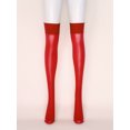 thumbnail image 4 of Yeahdor Bas Cuisse pour Femmes Bas en Soie Contrôle Haut Brillant Semi-Transparent Collants Rouge Taille Unique, 4 of 7