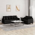 thumbnail image 1 of vidaXL 2 Piece Sofa Set with Cushions Black Fabric, 1 of 4
