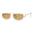 thumbnail image 4 of Luxury Bottom Half Rim Metal Frame Rectangle Fashion Sunglasses Gold - Light Brown, 4 of 8