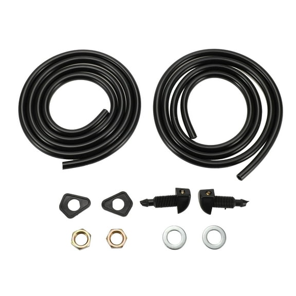 Unique Bargains Windshield Washer Nozzle Universal Front Windshield Spray Nozzles Wiper Spray Washer Jet Black With 2 Pcs1 Meter Fluid Hose 1 Set