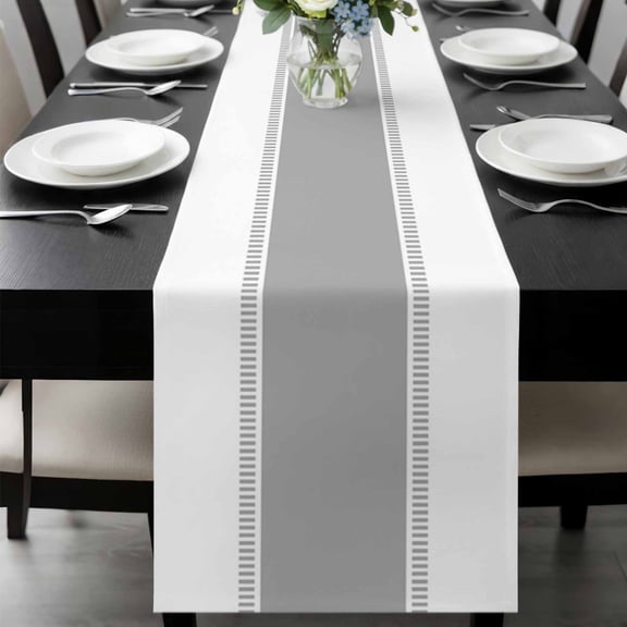 Gray Solid Color Texture Table Runner 36 Inches Long, Simple Grey Stripes Kitchen Coffee Dining Table Decoration for Home Party Birthday Wedding Home Decor 13x36 Inches