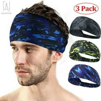 Gustave 3-Pack Sports Fitness Headbands for Men Women, Athletic Workout Head Wrap Sweatband for Yoga Fashion Basketball Running Gym, Elastic Hair Bands