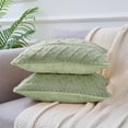 thumbnail image 2 of Juego de 2 fundas de cojín decorativas de tejido trenzado, fundas de cojín de piel sintética para sofá, verde claro, 20" x 20", 2 of 7