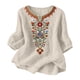 thumbnail image 2 of Neewe Women's Embroidered Tops 3/4 Sleeve Traditional Boho Shirts for Women V Neck Peasant Tunic Blouses, 2 of 8