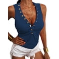 thumbnail image 2 of Sherrylily Women Tank Tops Summer Sleeveless Henley Shirts Low Cut Button Down Knit Tee, 2 of 4