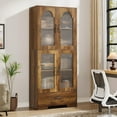 thumbnail image 5 of Tribesigns 72" Tall Bookcase with Drawer, Wooden Bookshelf with Doors and Adjustable Shelves for Living Room, 5 of 7