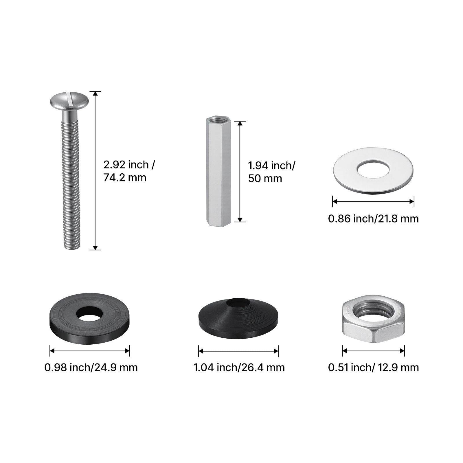 2-in-1 Universal Toilet Bolts Set for Seat & Tank, Quick Replacement Heavy Duty Mounting Hardware, Universal Fit Toilet Bolt Kit for Bathroom Repair