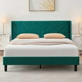 thumbnail image 3 of VECELO Queen Platform Bed Frame with Upholstered Headboard, Strong Wooden Slats/No Box Spring Needed, Dark Green, 3 of 9