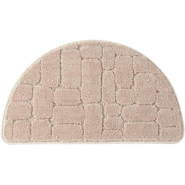 Namzi Half Moon Entrance Door Mat,Semi Circle Non-Slip Bath Mat,Super Absorbent Microfiber Shaggy Pile Rug Soft Touch Carpet Shower Rug(40x68CM,Camel)