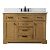 Design Element Milano 48" Single Sink Oak Bath Vanity with White Quartz Top