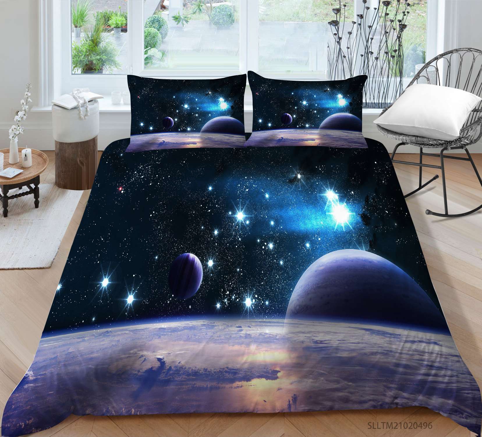 Kids Galaxy Bedding Set with Earth and Print in Solar System