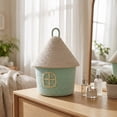 thumbnail image 6 of House Shaped Cotton Rope Storage Basket with Lid,Green, 6 of 6