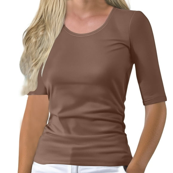 T Shirts for Women! Comdrip Women's Short Sleeve Boat Neck Shirts Ruched Side Slim Fit Basic Casual T Shirts Summer Casual Tee Tops Women's T-Shirts A 3XL