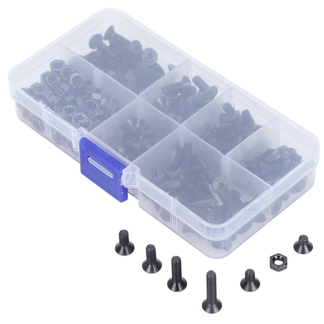 250 Pcs Tête de Douille Hexagonale M4 Kit d'Assortiment Vis et Écrous Accessoires Matériel Noir