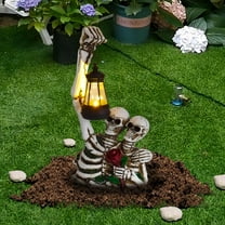 Summercome Skeleton Statue for Halloween Outdoor Decor, Skeleton Couple Statue, with Solar-Powered LED Lanterns, Perfect for Halloween Outdoor Decoration, Ideal for Yard Lawn Garden Patio Decor