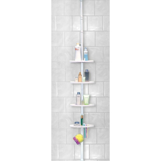 4 Tier Corner Shower Shelf White Com 4 Tier Corner Shower Shelf White, Corner Shower Caddy Floor To Ceiling