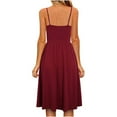 thumbnail image 5 of Besolor Women's Summer Casual Dress Spaghetti Strap Button Sundresses V Neck A-Line Beach Midi Dresses, 5 of 6