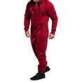 thumbnail image 2 of Rdhnmea Mens Fleece Lined Hooded Jumpsuit Full Zip  one-piece  Rompers One Piece Overalls Jogging Suit Tracksuit with Pockets, 2 of 4