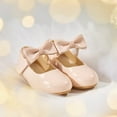 Felix & Flora Toddler Flower Girl Shoes – Nude Ballet Flats With Hook & Loop Strap, Size 8 US Toddler