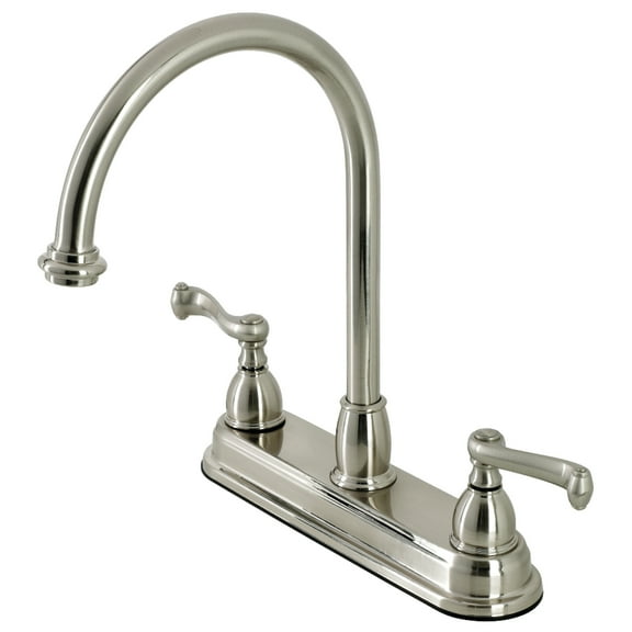 Kingston KB3748FL Two-Handle 3-Hole 8" Centerset Kitchen Faucet in Brushed Nickel