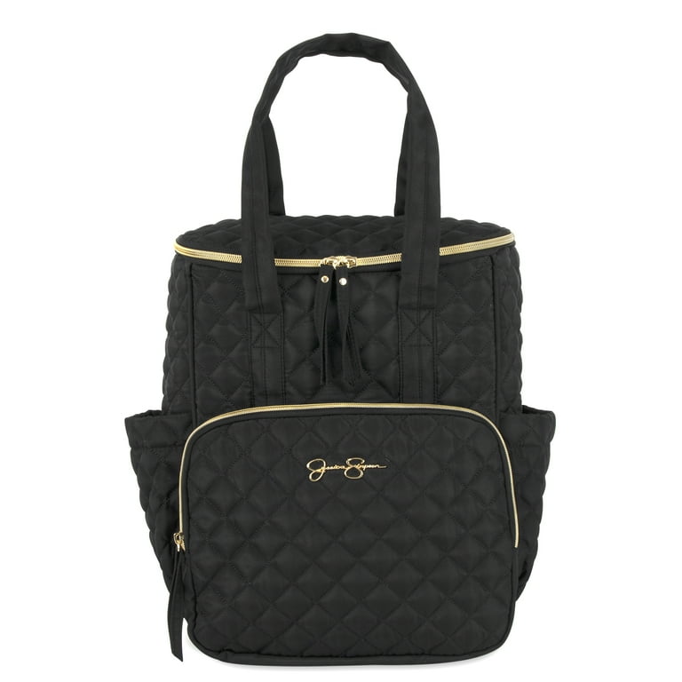 Jessica Simpson Black Diamond Quilted Multi-Pocket Dual Zipper
