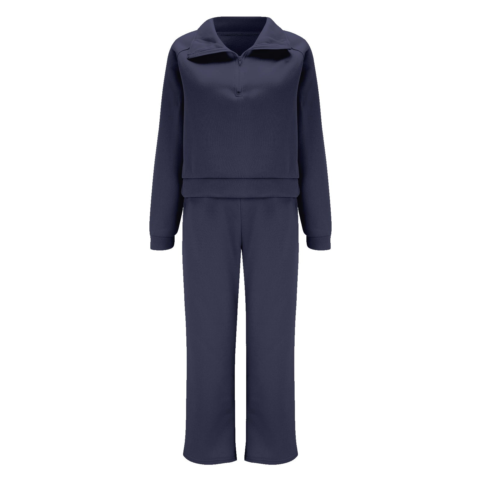 CILENON Sweat Suit Women Two Piece Outfits Sweatsuit Set Quarter Zip Sweatshirt Wide Leg Sweatpant Fall Set Tracksuit Matching Sets Women Clothing Athleisure Sets Women (Navy Blue,XXL)