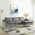 thumbnail image 2 of Hommoo Velvet L-Shaped Sectional Sofa with Chaise, Modern Living Room Sofa Set, Gray, 2 of 8