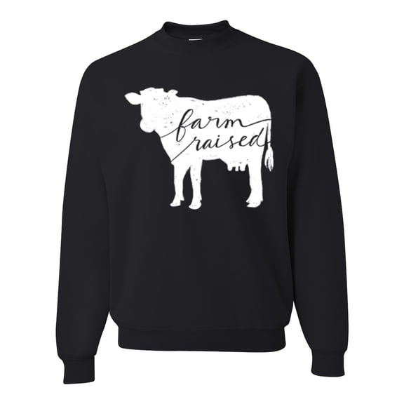 Wild Bobby, Farm Raised Cow Animal Lover Unisex Crewneck Graphic Sweatshirt, Black, Small
