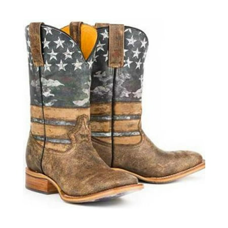 Tin Haul Men's American Flag Dogtag Cowboy Boot Square Toe - 14-020-0007-0220