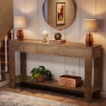 thumbnail image 6 of Finmind 67-Inch Console Table with 3 Drawers,  Long Sofa Table Behind the Couch with Storage Shelf, Narrow Farmhouse Entryway Furniture for Living Room, Hallway, Foyer, Oak Brown, 6 of 8